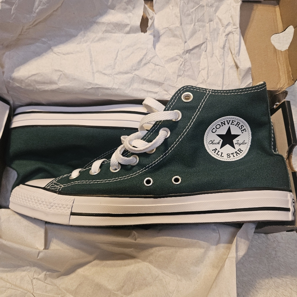 Converse Chuck Taylor All Stars Hi-Top in Dragon Scale Green. Size 8 in men